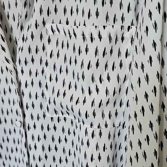 Worthington Relaxed Slouchy Black and White Button Down Long Sleeve Shirt PXL - Picture 2 of 8